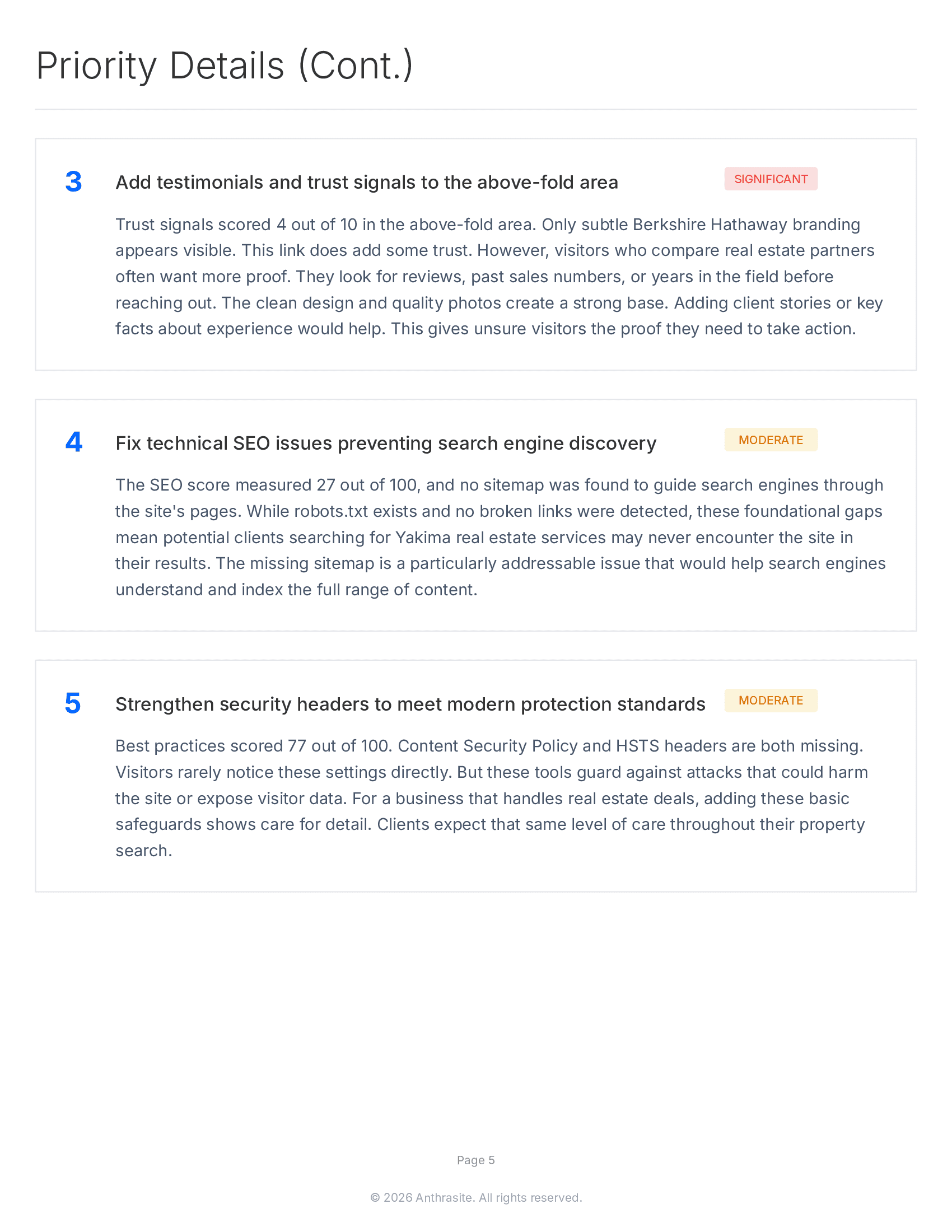 Sample report page 5 - Issue breakdown